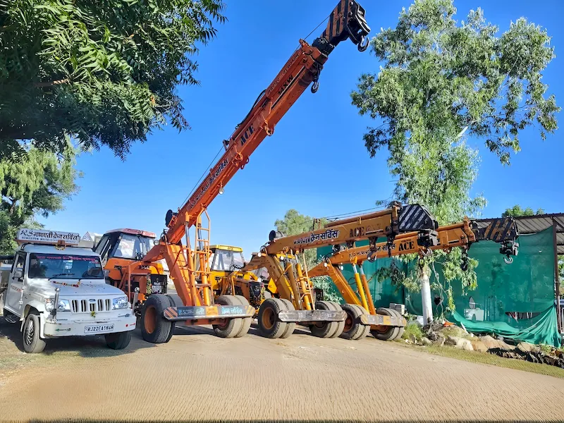 RS Ganpati Crane Services fleet providing heavy lifting and industrial crane services in India